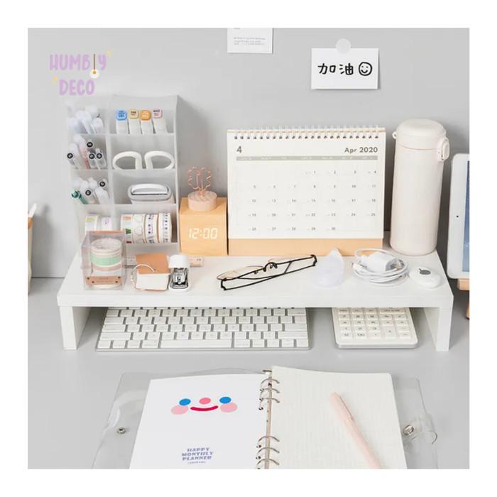 

Korean Aesthetic White Study Table Wood Rack Desk Organizer