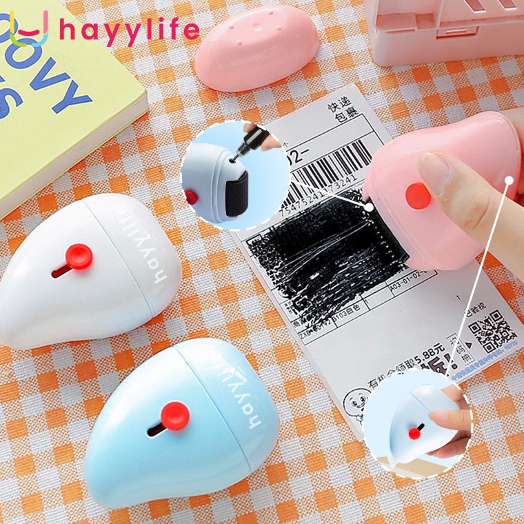 

HAYYLIFE Roller Stamp 2 In 1 Stempel Pelindung Rahasia Melindungi Privasi + Cutter Stempel Penutup Data Stempel Penutup Alamat HL-AIA556 izf