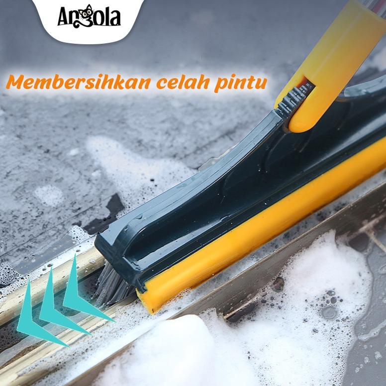 Promo Angola Sikat Dorong Lantai Dengan Wiper D48 Alat Pembersih Lantai Kaca 2In1 Sikat Toilet Erp