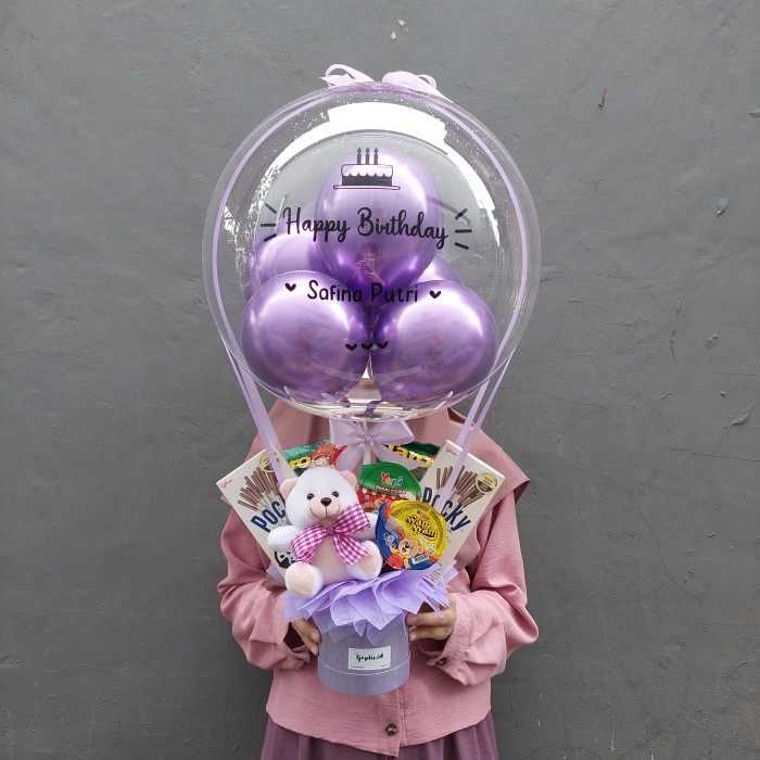 Balkar Bouquet Bucket Balon/Buket Balon Snack Boneka Pocky Dll