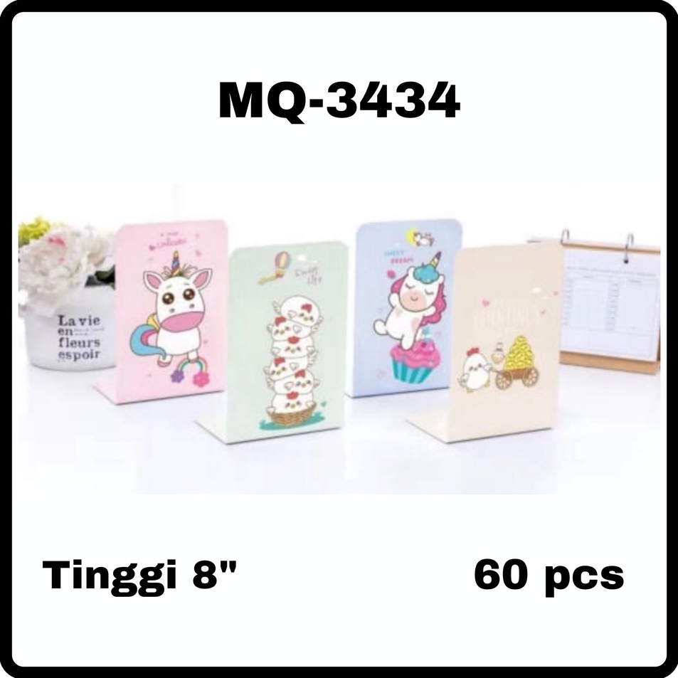 

[KODE PRODUK EJHVC9486] SOS Book End seri MQ (1 set/2 pcs) / Pembatas Buku Besi / Penyangga Buku/Sandaran Buku