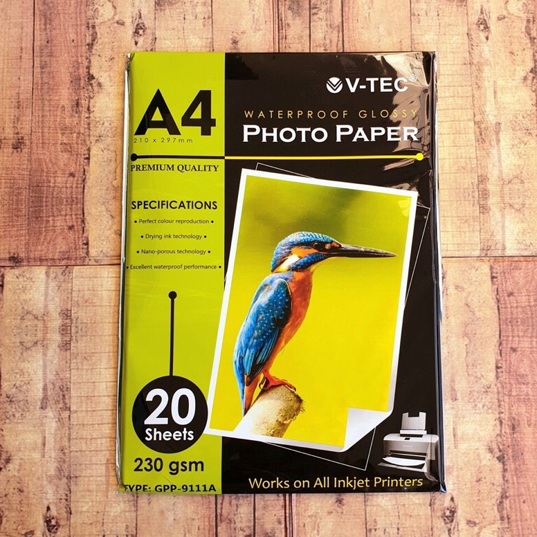 

83 PHOTO PAPER GLOSSY 230 GSM A4/20LEMBAR ANTI AIR V TECH 7784