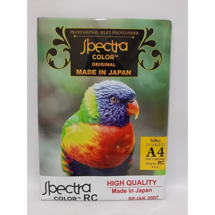 

Terlaris Kertas Foto Spectra 260Gsm Silky / Photo Paper Spectra Color A4