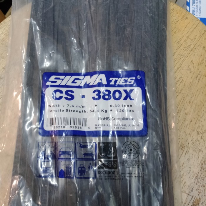 

Kabel Ties / Kabel Tis / Cable Tie CS 380 X 7.6 mm Hitam 38 cm SIGMA