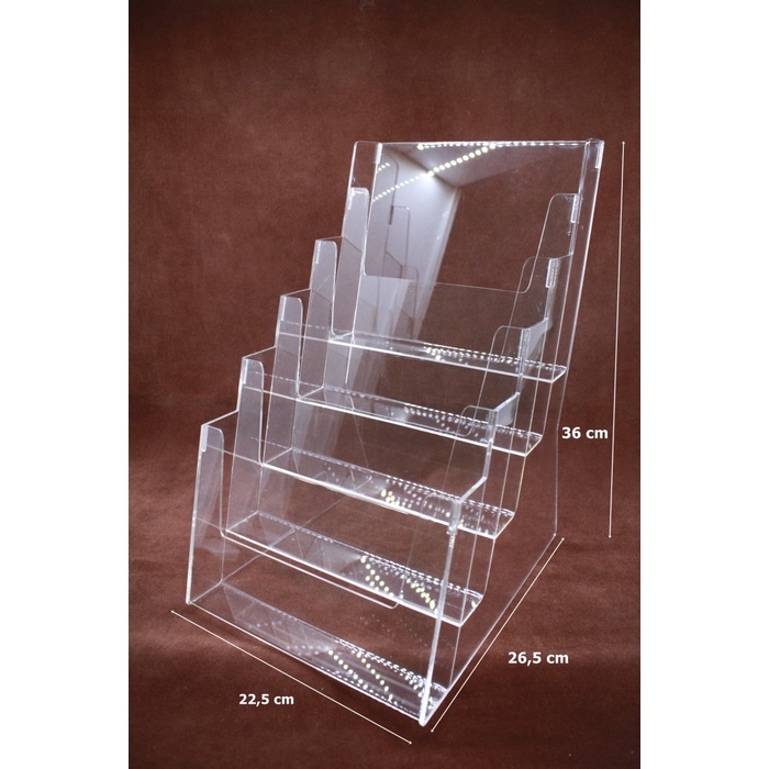 Terlaris Rak Acrylic Brosur Kotak A4 5 Susun