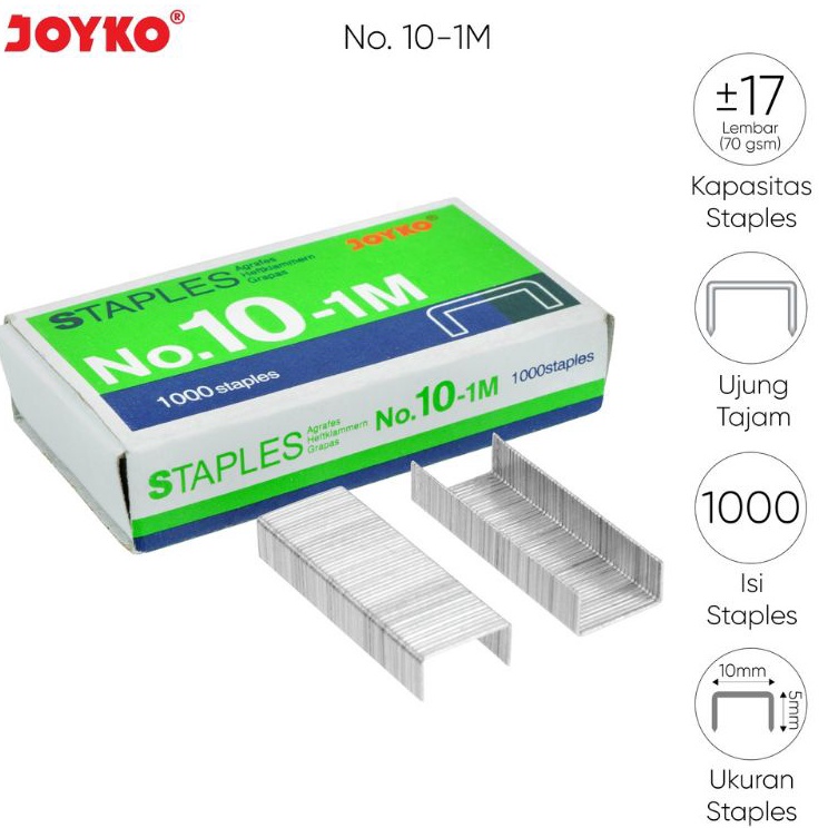 

[KODE PRODUK ZHSU86966] Isi staples Joyko No.10 ( 1pak/20 kotak )