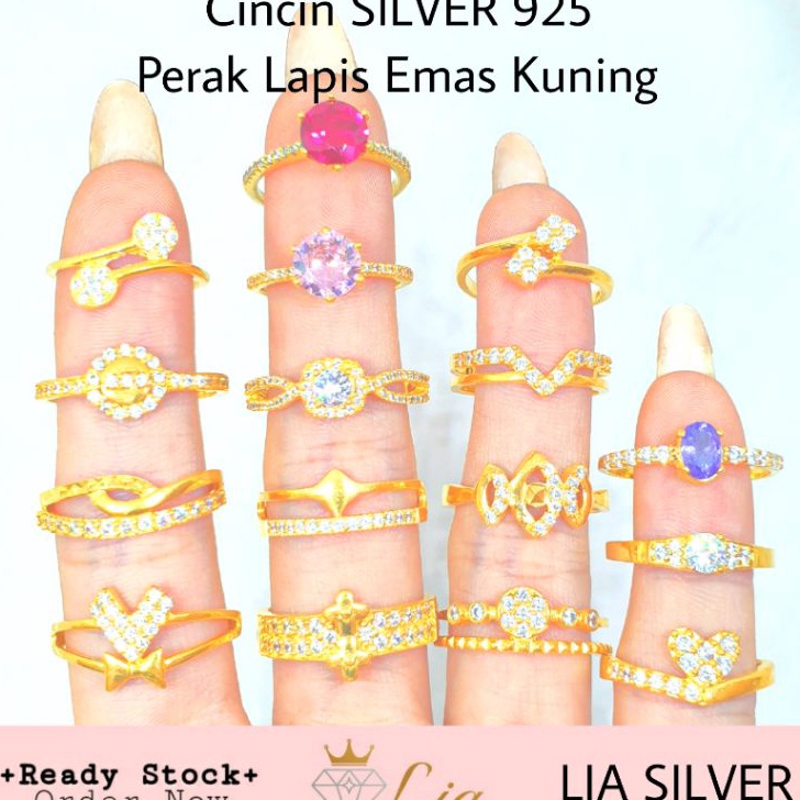 [KODE PRODUK RT9VC7554] Cincin SILVER 925 - Perak Lapis Emas Kuning