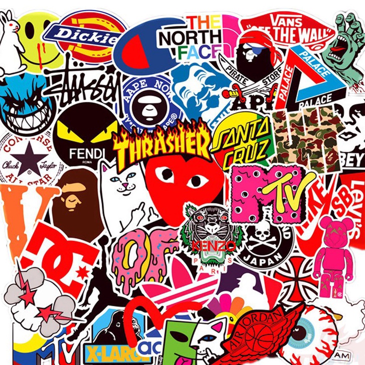 

[KODE PRODUK J66C98085] 50 pcs STIKER LOGO hypebeast graffiti Sticker Vinyl Laptop Waterproof DIY HP motor helm mobil ipad tablet