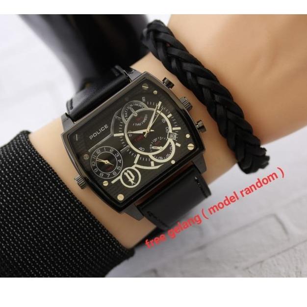Limited [Watchmen Cod] Jam Tangan Pria Analog Police Date Double Time Free Gelang Box Kado Terbaru