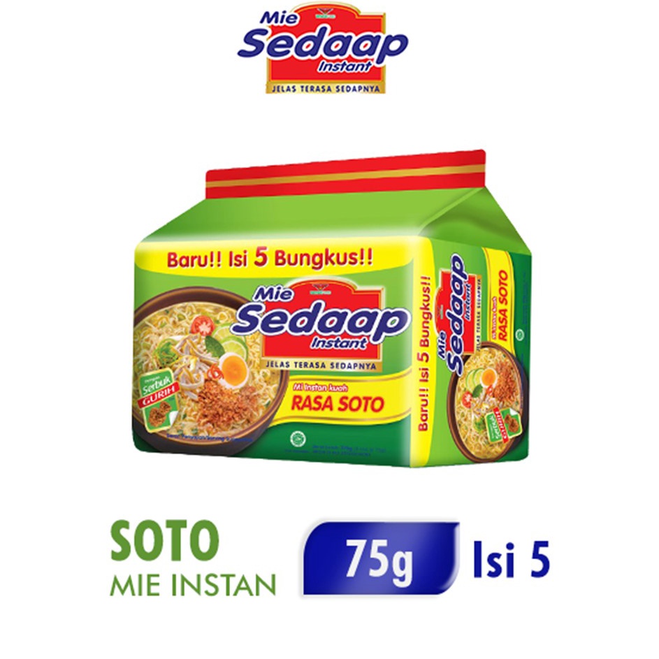 

[KODE PRODUK GHATO5291] SEDAAP Mie Instan Soto Isi 5 Bag 75GR