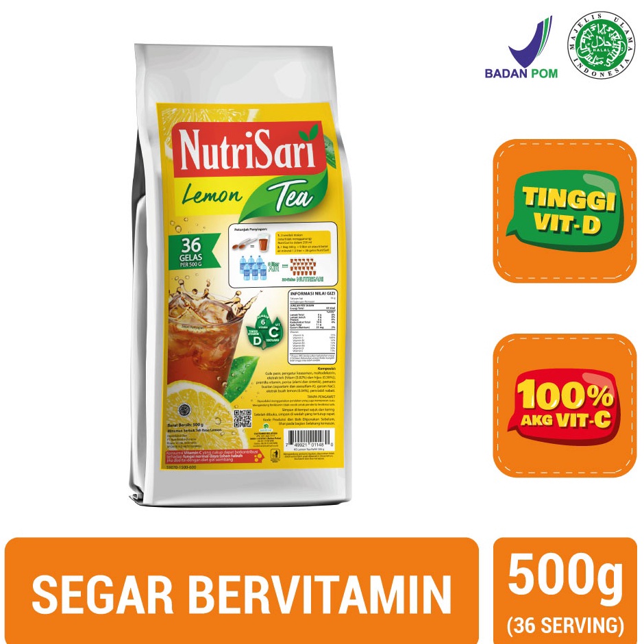 

Ready Stock NutriSari Lemon Tea Powder Drink Refill 500 gram - Teh Rasa Buah Lemon dengan Vitamin C & Vitamin D Model Baru