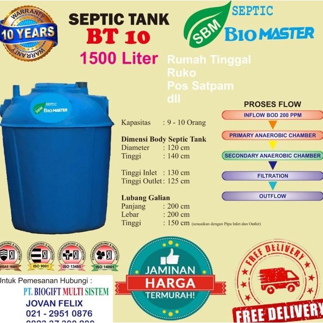 Biotech Septic Tank 3000 Liter, Septic Tank Biotech 3000 Liter, Bt 16