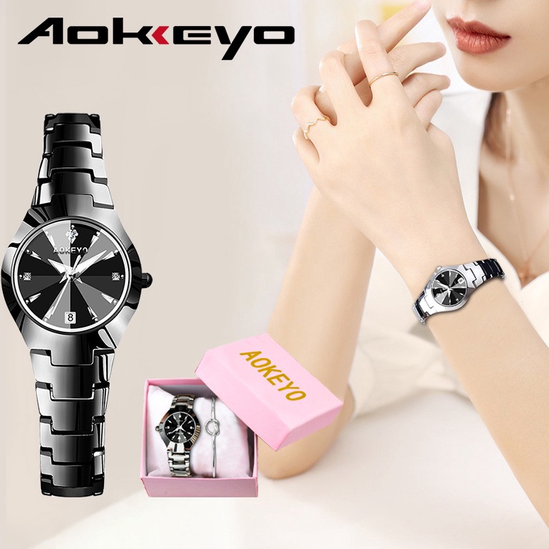 TERLARIS|| AOKEYO W101 Jam Tangan Wanita Original Berlian Anti Air Analog Bisnis Kuarsa Jam Tangan C