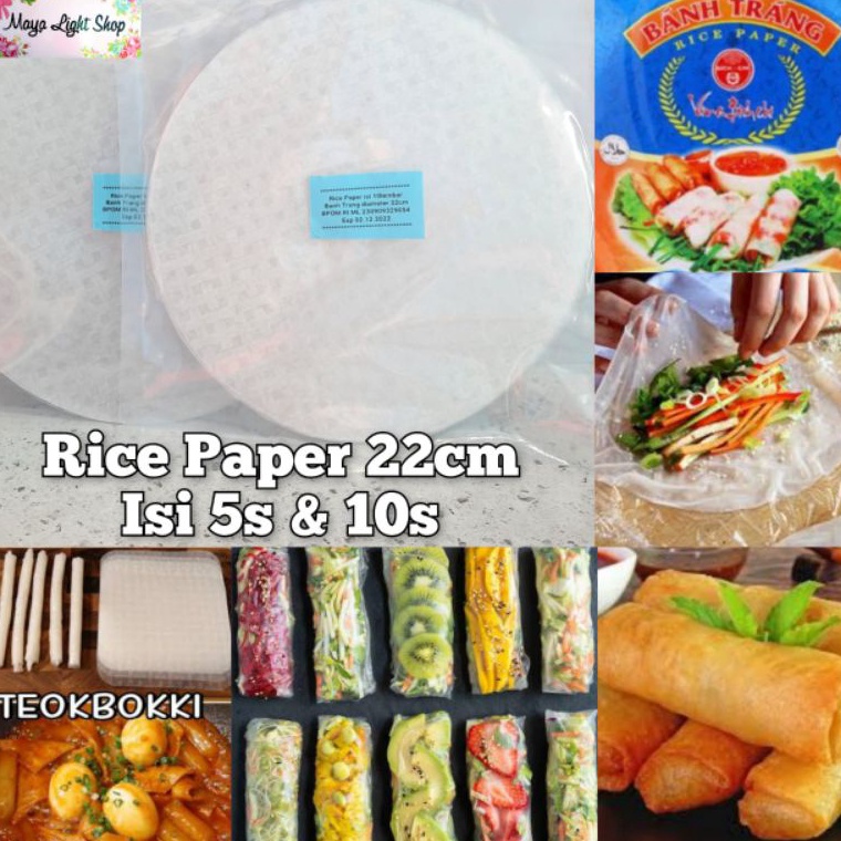 

(COD )NEW_PRODUCT Rice Paper 10 dan 5 lembar banh trang diameter 22cm ricepaper salad kulit lumpia vietnam murah halal topoki rice paper murah