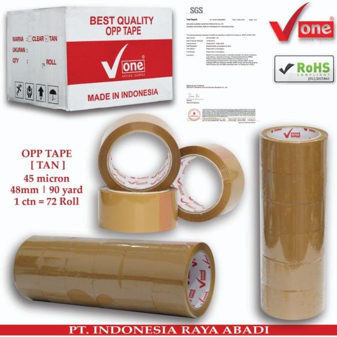 

OPP TAPE | PLAKBAN | LAKBAN COKLAT V-ONE 48MM MURAH (6ROLL)