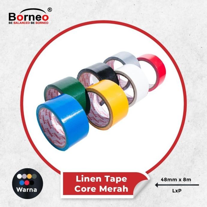 

LAKBAN KAIN / LINEN TAPE BORNEO CORE MERAH 48MMX8M