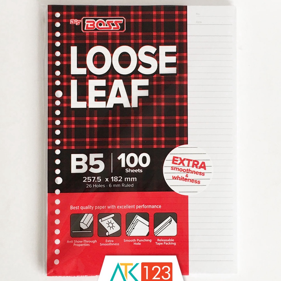 

✨MEGA ⚡ALE✨ Loose Leaf Big Boss B5 , 26 Holes - Garis isi 100 Lembar