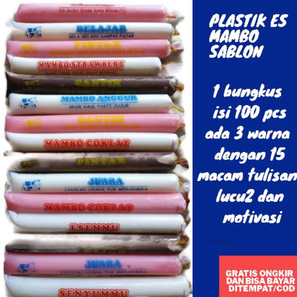 

(COD )NEW_PRODUCT Plastik es mambo sablon 100 pcs