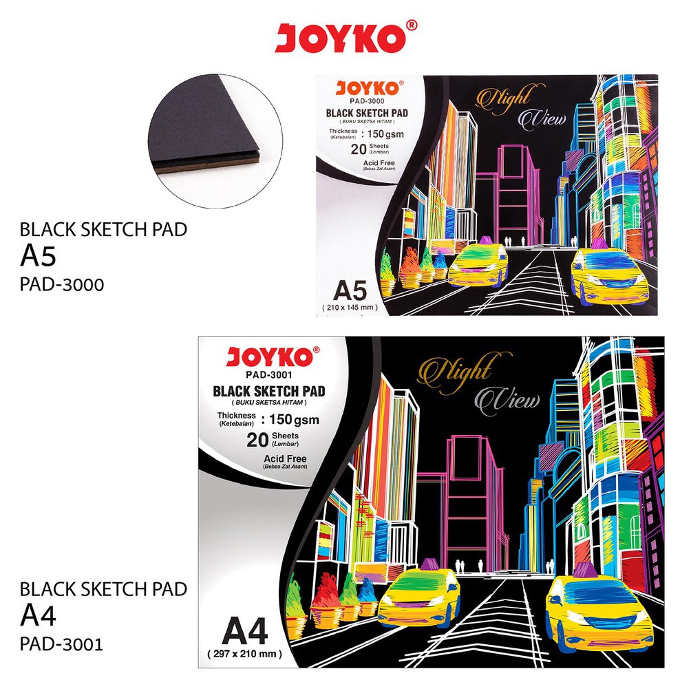 

Stock Banyak.. Joyko Black Sketch Pad Buku Gambar Sketsa Hitam 150 gsm 20 Sheets 0S7