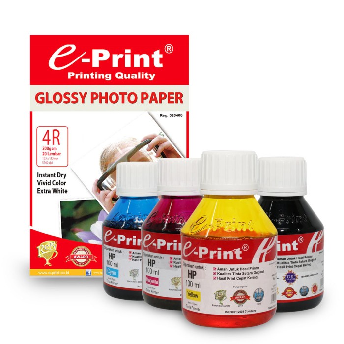 

Terlaris Tinta Printer Hp E-Print 100Ml 1 Set Free Kertas Foto 4R