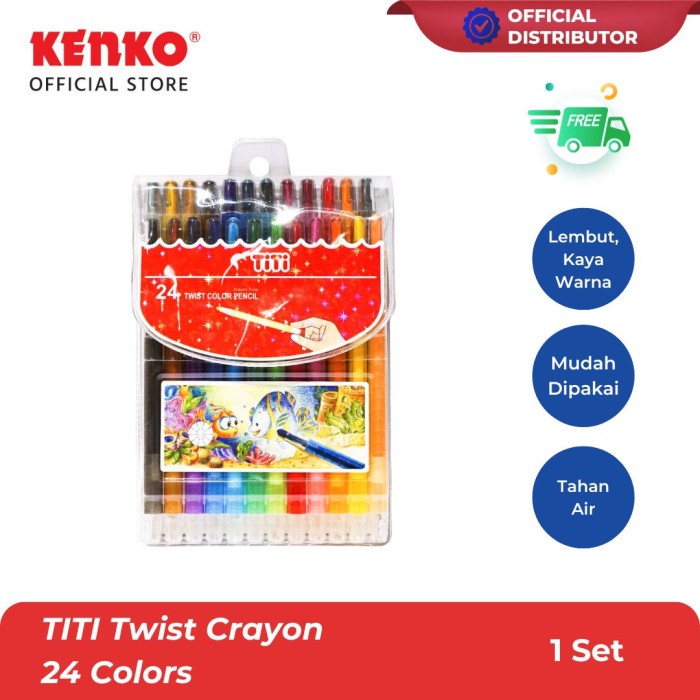 

Best Seller Titi Twist Crayon 24 Colors Kenko Stationery