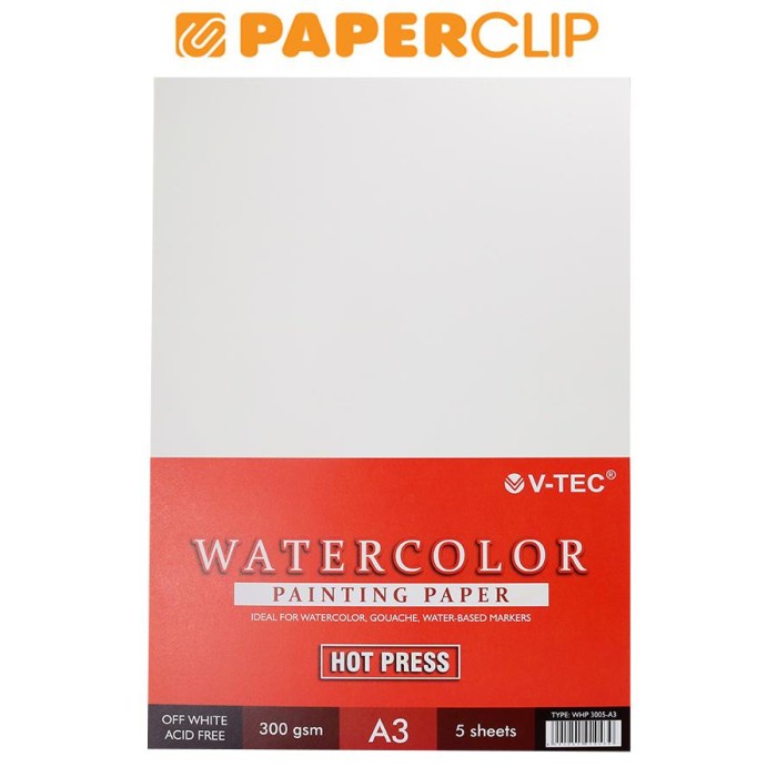 

Terlaris Watercolor Paper V-Tec 3005 A3 300Gsm 5S