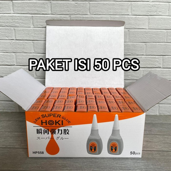 

Aurealiamall Paket Isi 50Pcs Lem Super Glue Hoki Hp558 5Gram Dus Orange Korea Besi
