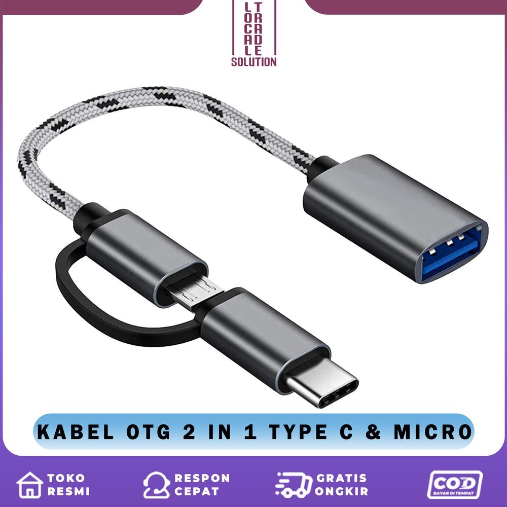 Terlaris Kabel Otg 2 In 1 Type C Micro Usb Konektor Usb Female Ke Hp Android High Speed Cable Adapto