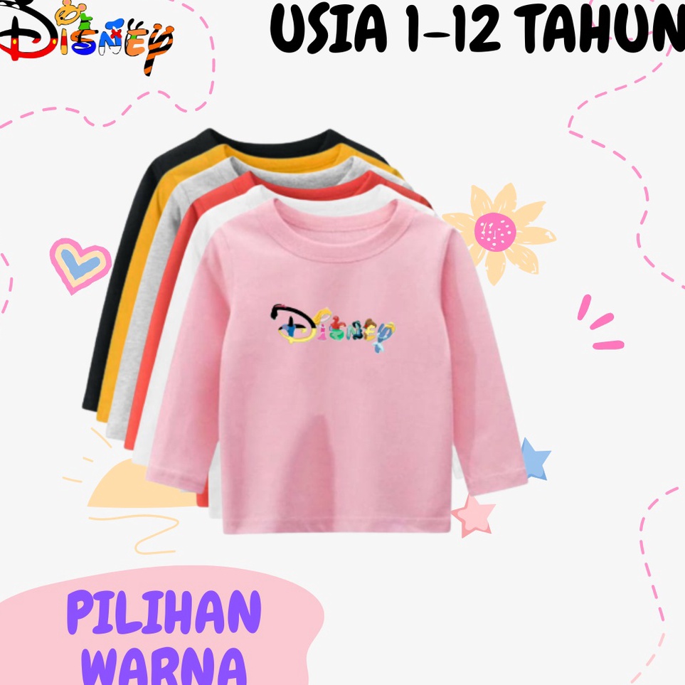 >XG34448< Baju Kaos Anak Perempuan Uniqlo X Disney Lengan Panjang Usia 1-12 Tahun Kaos Katun Anak Ka