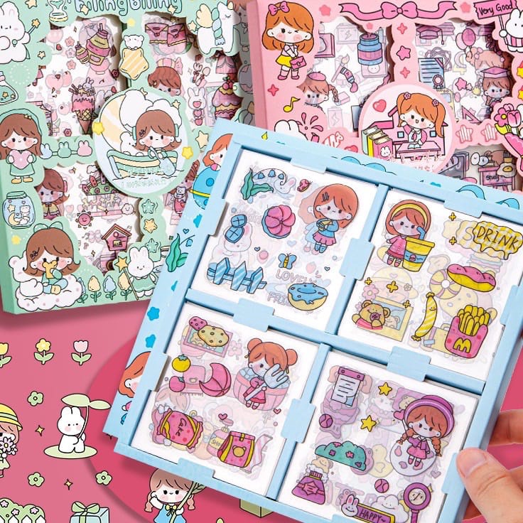 

(♥C6369] Stiker 100 Lembar Stiker Momo 100 Lembar Lucu Sticker 100pcs Senmu Aesthetic 4 Warna Kartun Anak Korea