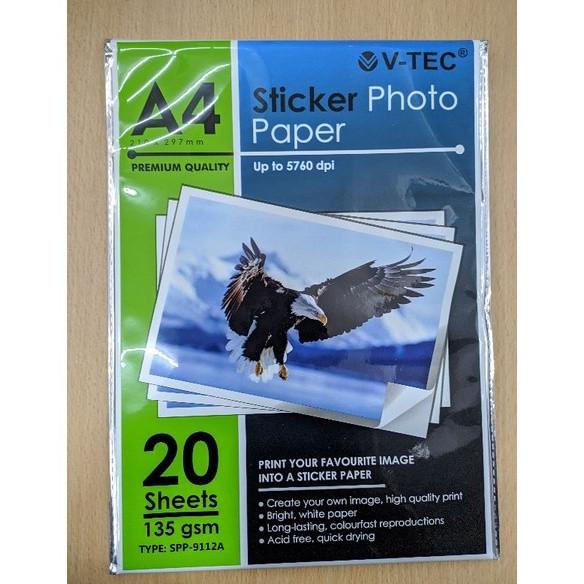 

Kertas Stiker Photo Paper Glossy V-Tec / Vtec SPP-9112A A4 135 GSM sellanorimart