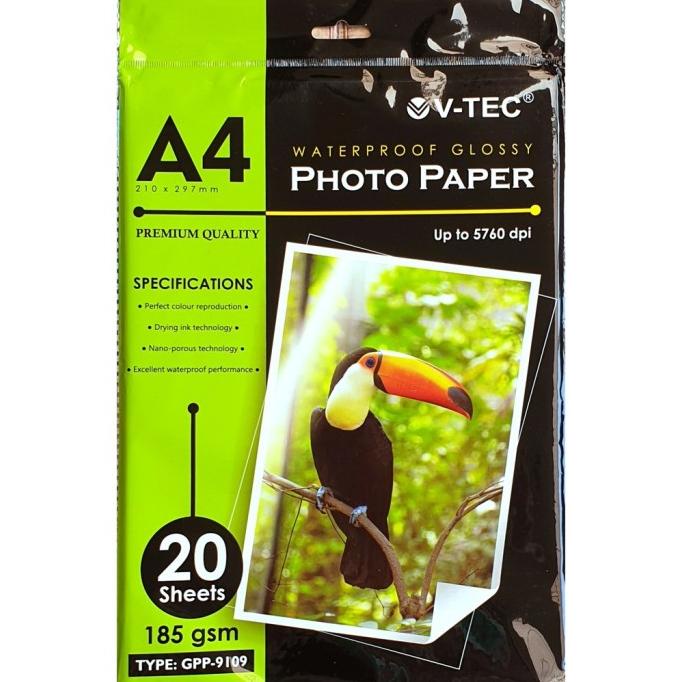

Kertas Foto Glossy V-TEC GPP-9109 A4 185 GSM
