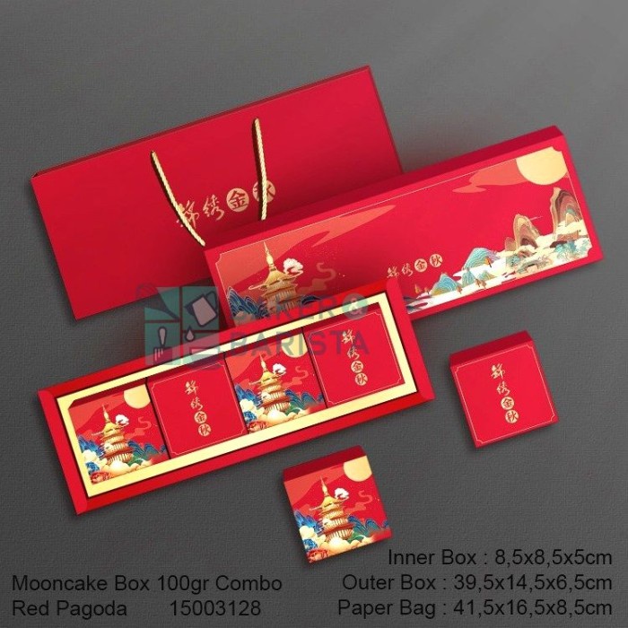 

Terlaris Mooncake Box 100Gr Combo 4 Red Pagoda Box Moon Cake Isi 4 Kotak Hamper