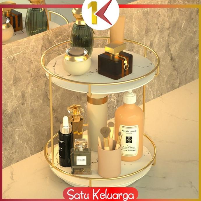 SK-K134 Rak Kosmetik Bulat 2 Tingkat Rak Putar 360 Derajat