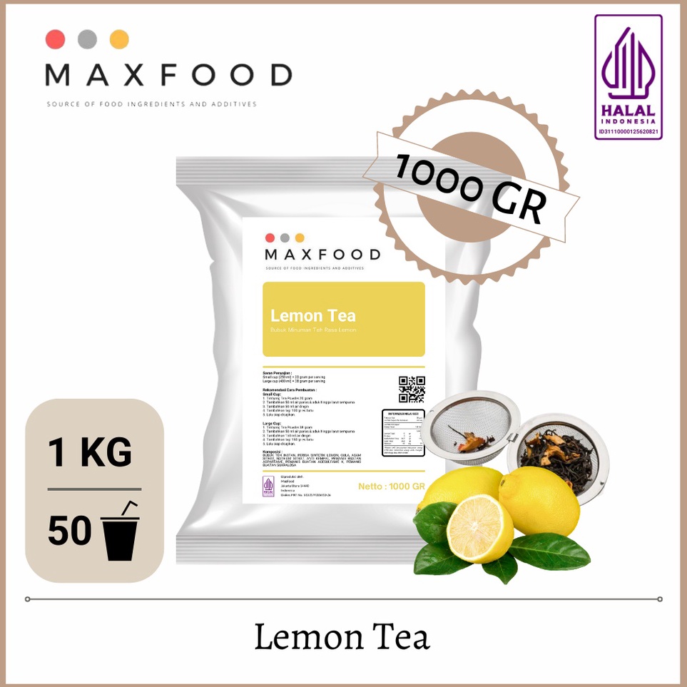

HOT MAXFOOD - 1Kg Bubuk Minuman Horeka Teh Rasa Buah - Lemon Tea - Lychee Tea - Peach Tea - Apple Tea - Bluebery Tea - Kiwi Tea - Mango Tea - Blackcurrant Tea