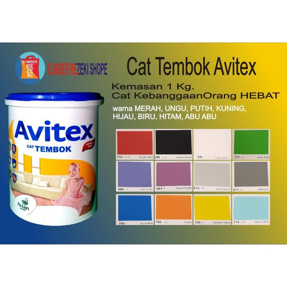 Trending Cat Tembok (Merah,Pink,Kuning,Cream,Hijau) Plafon Gypsum Avitex Interior 1Kg Avian Brands