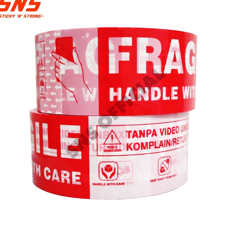 

❤[PROMO MURAH!!!]❤ Lakban Unboxing Fragile Mix 100 Yard SNS Sticky N Strong