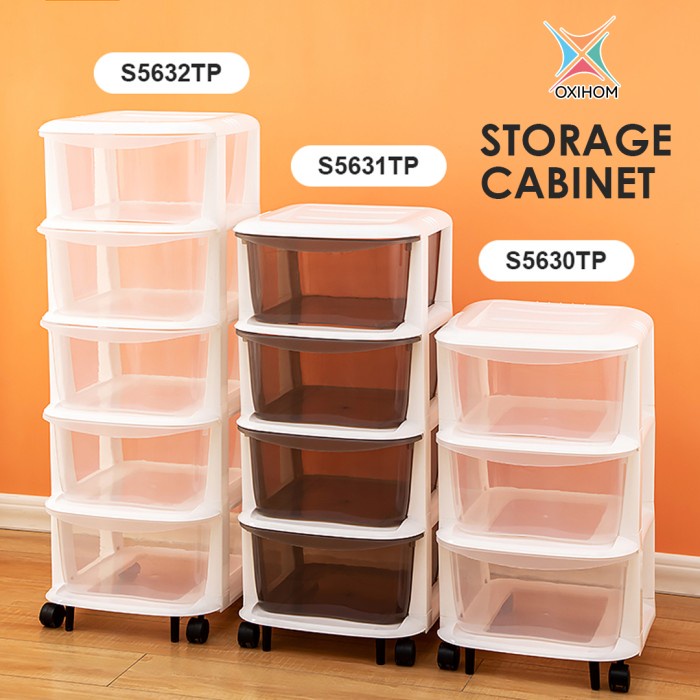 Oxihom Lemari Plastik Susun Laci Plastik Lemari Pakaian Storage Box -Sherlyashope