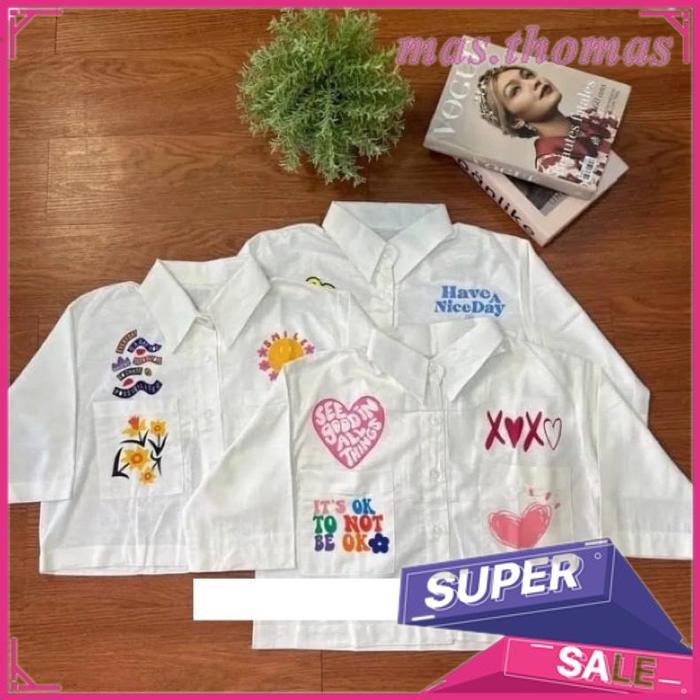 DAISY SHIRT KEMEJA LINEN CROP ( XOXO SMILE VIBES) TERBARU