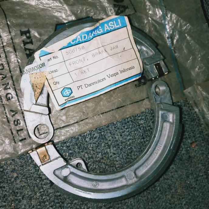 Kampas Rem Depan Vespa PTS Special Original Danmotor Biru Nos