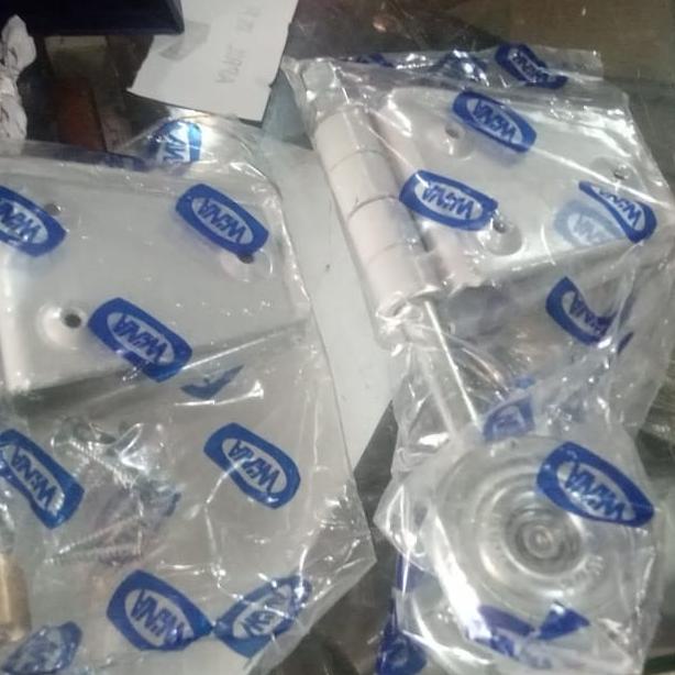 Paket Komponen Rel Pintu Garasi Wina 4 Daun Dorong Tikung Lebar 270 Cm