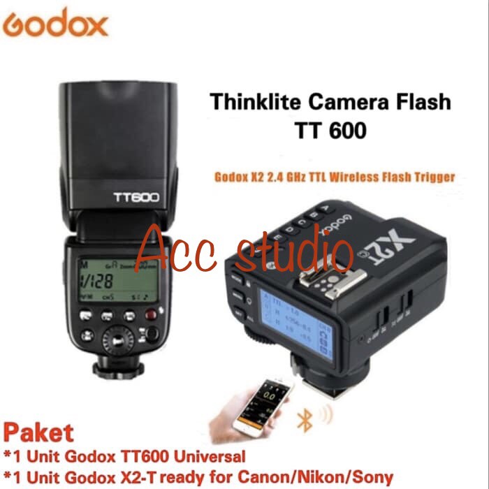 GODOX TT600 + TRIGGER X2Tc TTL WIRELLES FOR CANON FLASH GODOX TT600