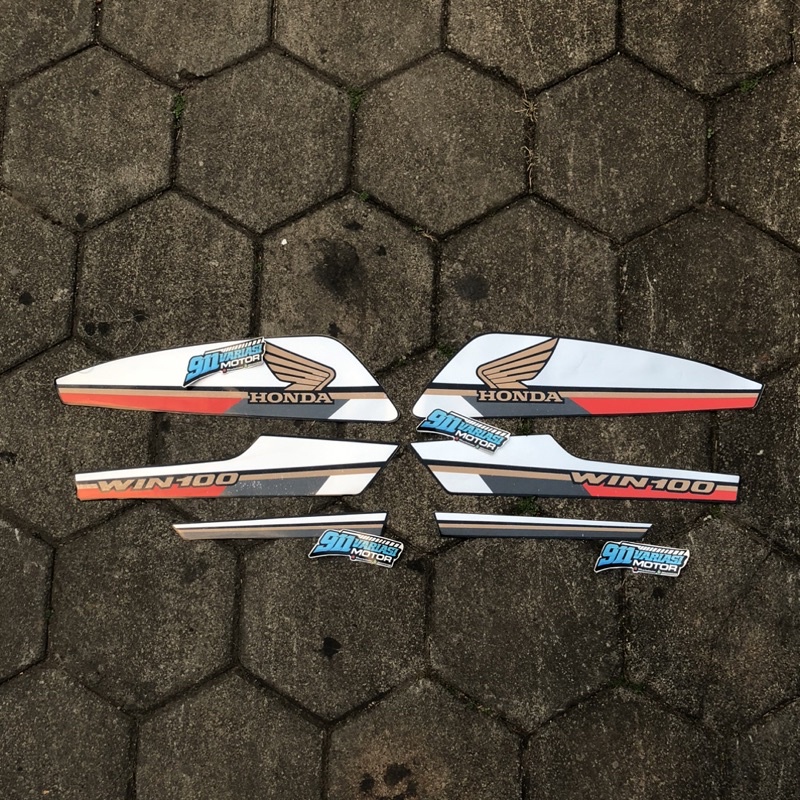 Striping Stiker List Body Win100 | Variasi Custom Body Set Tangki Honda Win 100 | Warna Abu Abu Mera