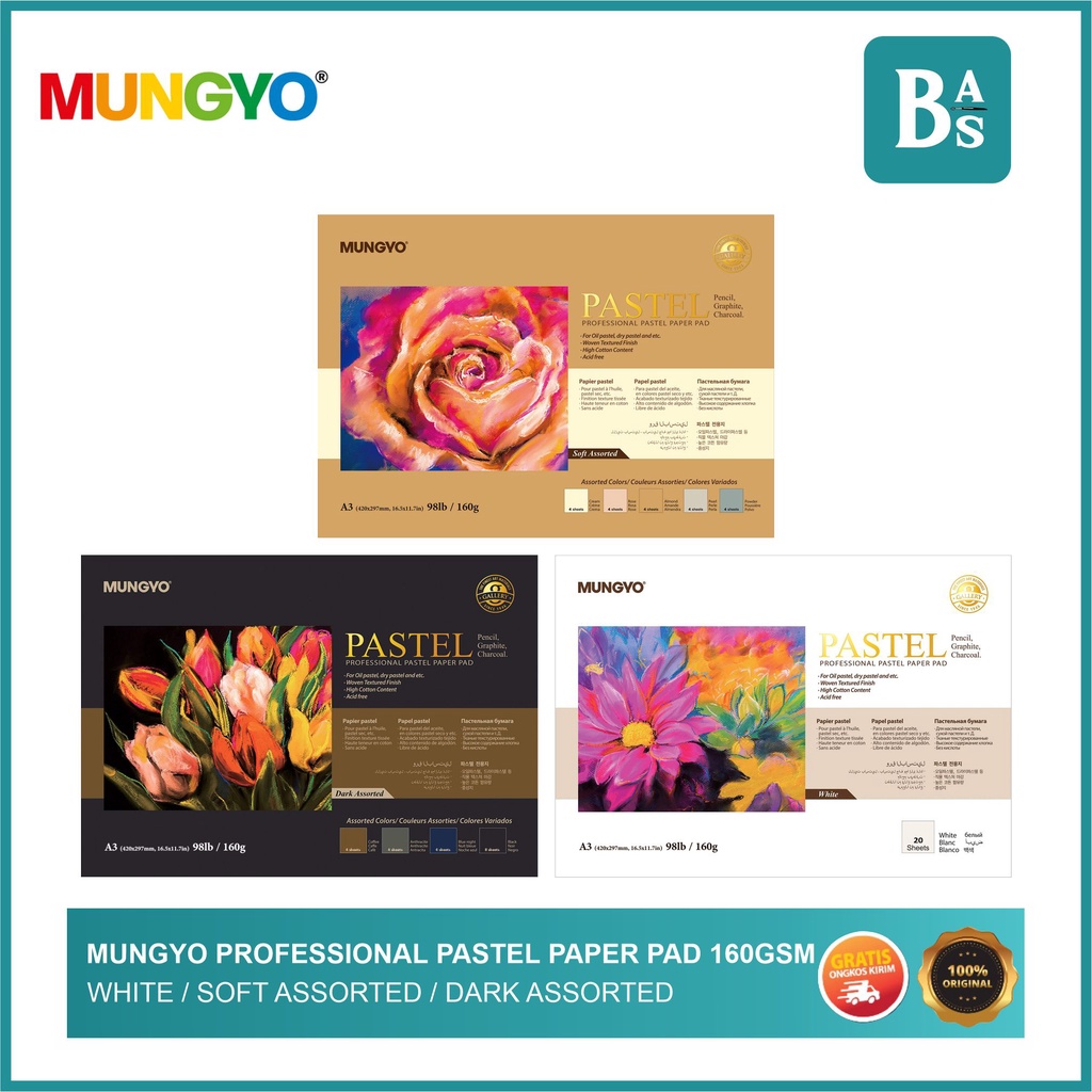 Mungyo Soft Color Pastel Paper PAD 160 GSM Soft / White / Dark