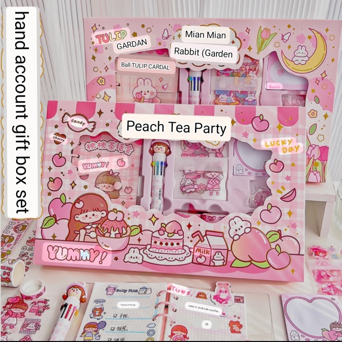 

Stationary Gift Set Kawaii/Notebook Kawai/Binder Korea/Sticker Momo