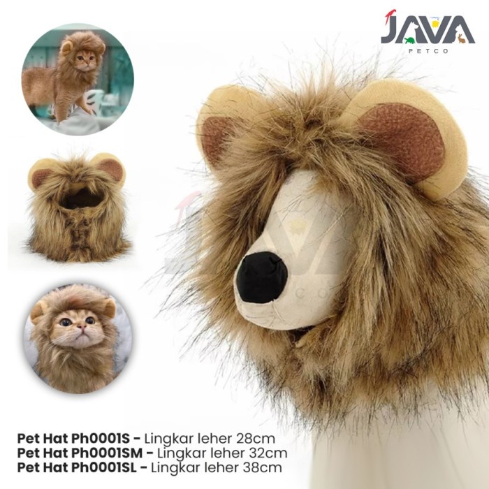 Kostum Kucing Anjing Model Wig Rambut Singa Topi Cat Lion Hair-Ph0001