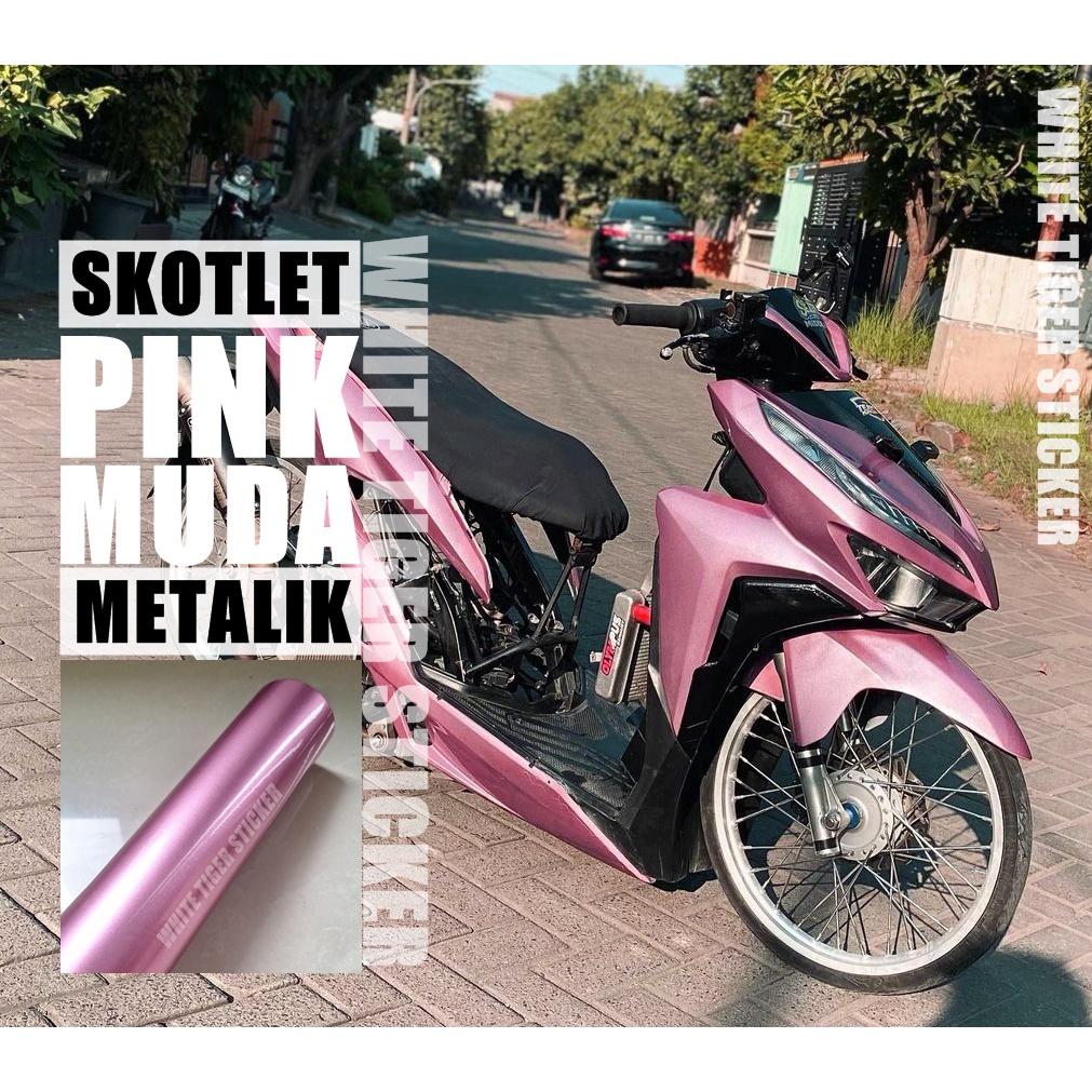 SKOTLET STIKER MOTOR PINK MUDA METALIK CANDY SCOTLITE PINK METALIK STIKER METALIK GLOSY SKOTLET PINK