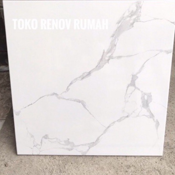Terlaku, keramik lantai 50x50 putih motif carara (glossy) / keramik lantai marmer/ keramik putih 50x