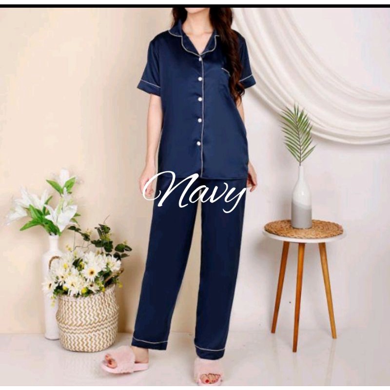 (S-3XL)Piyama Wanita Premium Silk Pijama Wanita Dewasa Baju Tidur Wanita