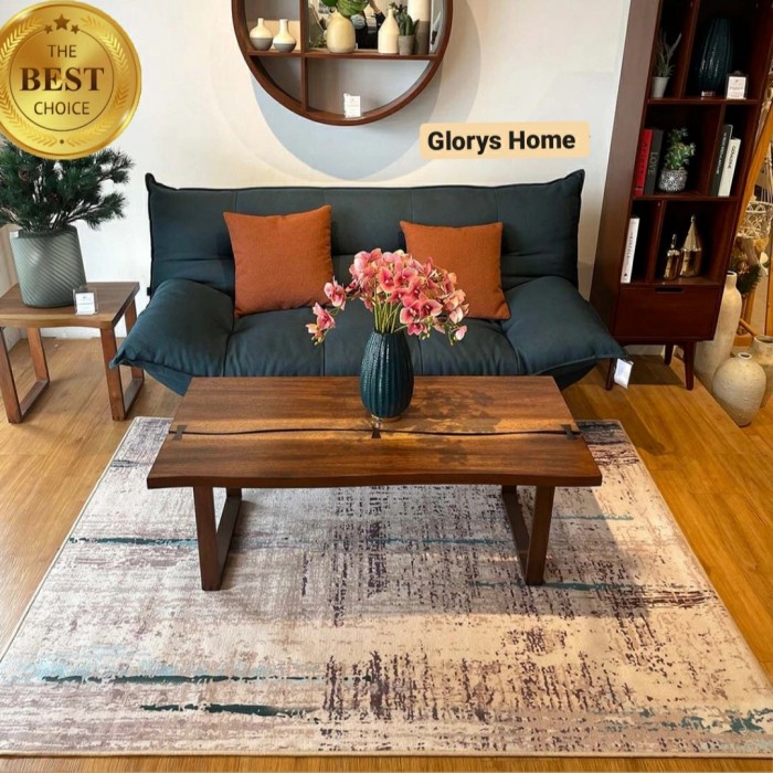 Karpet ruang tamu rumah alas meja abstrak kain nylon halus